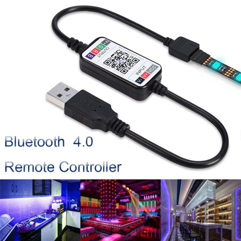 Tira de luces LED RGB para Control de teléfono inteligente, Control inalámbrico por aplicación Bluetooth 4,0, conector USB/DC de 5-24V para tira RGB de 4 pines 5050 ► Foto 1/6