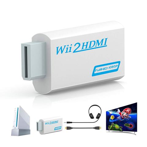 Full HD 1080P Wii compatible con HDMI Adaptador convertidor Wii2HDMI convertidor de Audio de 3,5mm para PC Monitor HDTV pantalla ► Foto 1/6