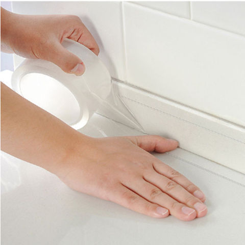 Cinta adhesiva de acrílico transparente a prueba de agua para baño y cocina, Banda adhesiva para sellado de esquina de inodoro ► Foto 1/6