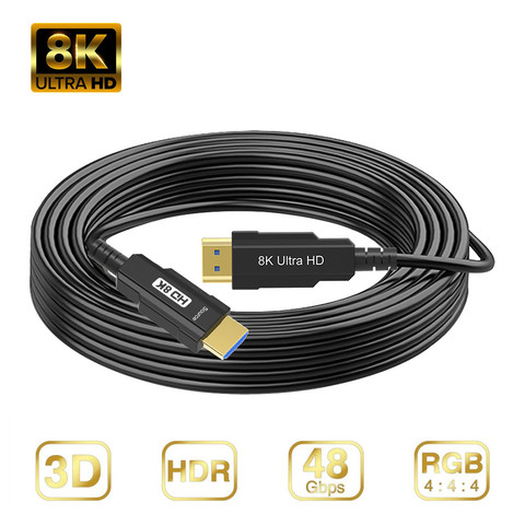 100% Real Cable de fibra óptica compatible con HDMI 2,1 8K de alta velocidad Gbps 8K @ 60Hz 4K @ 120Hz HDCP2.2 HDR4: Las 4:4 para PS5 HDTV Blu-ray jugar ► Foto 1/6