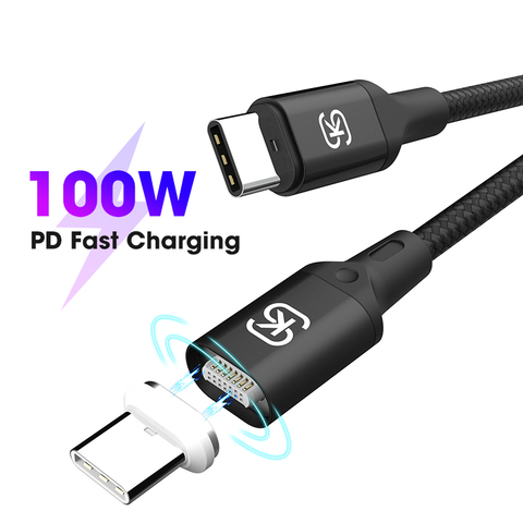 Cable de carga magnética PD de 100W, Cable de carga rápida USB-C tipo C macho a macho para Macbook Pro, Cable ctoc reversible para ordenador portátil SIKAI ► Foto 1/6