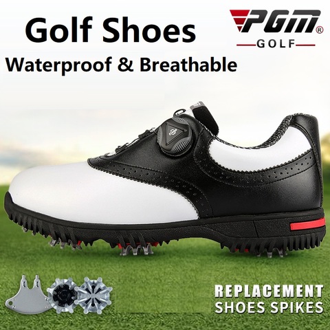 PGM-zapatos de Golf para hombre, zapatillas deportivas impermeables con hebillas giratorias, antideslizantes, entrenadores de Golf multifuncionales ► Foto 1/6