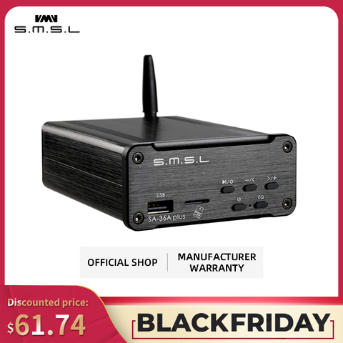 SMSL SA-36A Plus de Audio de alta fidelidad, amplificador clase D 30W * 2 TPA3118 amplificador Digital de potencia Bluetooth AUX TF/USB/disco U de entrada ► Foto 1/6