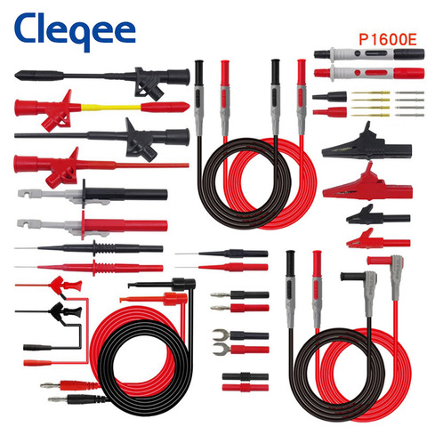 Cleqee P1600 serie multímetro Cable de prueba de Banana macho 4mm en prueba de Cable de sonda de gancho Clips herramienta para reparación automotriz conjunto ► Foto 1/6