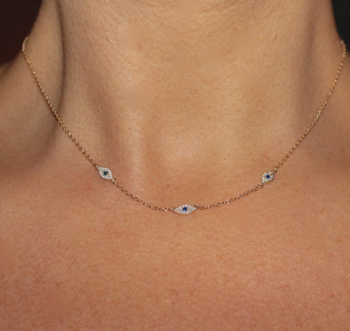 2022 joyería de plata fina minimalista delicada cz turco mal ojo encanto delicado gargantilla collar adorable mujer chica cadena collar ► Foto 1/6