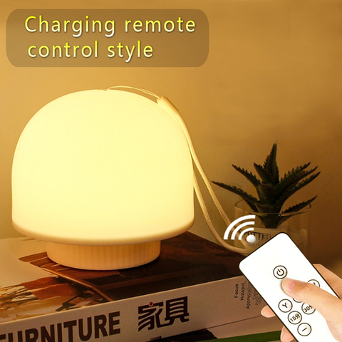 Lámpara LED de noche con Control remoto para interior, decoración del hogar, luz de noche de mesa con recarga USB, seta de escritorio, luces nocturnas para niños ► Foto 1/6