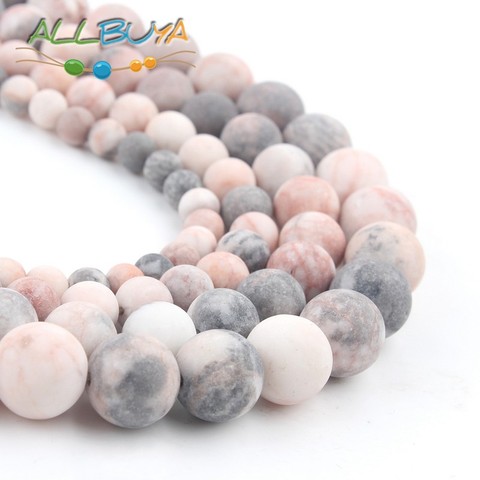 Cuentas de jaspe de cebra rosa, piedras de minerales naturales, mate, esmalte mate, para fabricación de joyería, collar de pulsera artesanal, cuentas espaciadoras de 4-12mm ► Foto 1/6