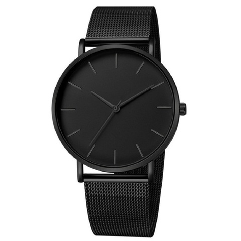 Reloj minimalista para hombre, pulsera de cuarzo masculino con correa de malla de acero inoxidable, estilo de negocios, diseño ultradelgado y a la moda ► Foto 1/6