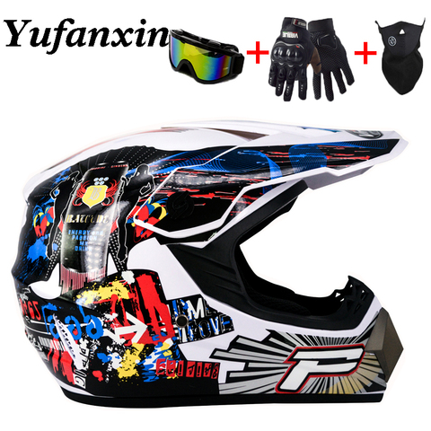 Casco todoterreno de motocicleta superguay, casco de moto de cross ATV, máscara completa de descenso MTB, 3 regalos gratis y mucha capacidad de diseño ► Foto 1/6