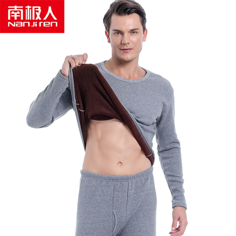 NANJIREN-Conjuntos de ropa interior térmica para hombre, ropa interior informal cálida de color gris, conjunto de Calzoncillos largos elásticos de altura, pijamas térmicos para hombre de 7XL ► Foto 1/6