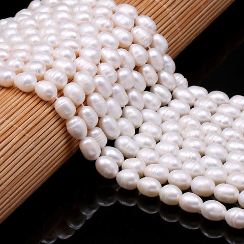 Cuentas de perlas naturales de agua dulce, perla con forma de arroz, cuentas sueltas para fabricación de joyas, pulsera DIY, accesorios para el cuello ► Foto 1/5