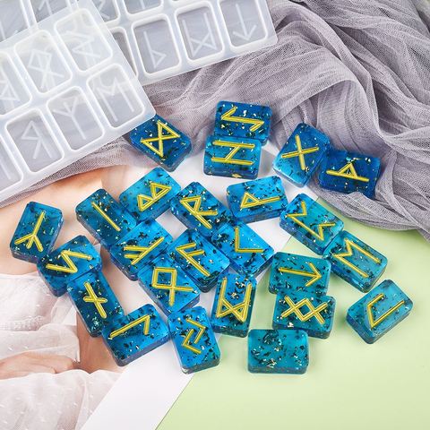 2 unids/set molde de silicona de las runas carácter resina moldes para DIY epoxi UV artesanía colgantes llavero de resina joyería herramientas Herramientas de joyería ► Foto 1/5