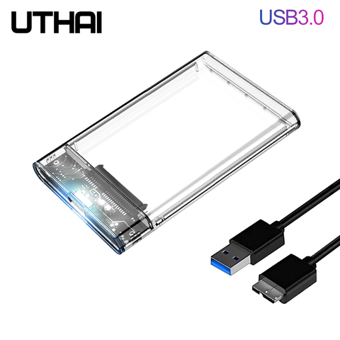 Carcasa de disco duro UTHAI G06 USB3.0/2,0 HDD, puerto Serial de 2,5 pulgadas, carcasa de disco duro SATA SSD, compatible con Funda de disco duro externo móvil transparente de 6TB ► Foto 1/6