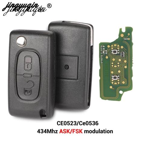 Jingyuqin 2 botones Flip remoto clave de coche plegable clave para Peugeot 207, 307, 308, 3008, 407, 433MHz PCF7961 HU83 hoja ID46 a CE0536 ► Foto 1/5