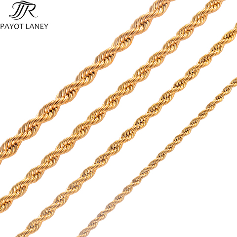 Collar de acero inoxidable con cadena de cuerda enchapada en oro de alta calidad para mujer, cadena de cuerda de oro, regalo de joyería ► Foto 1/5