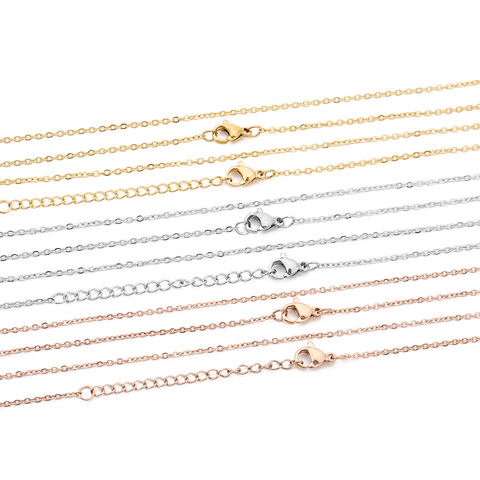 5 unids/lote 316L de acero inoxidable 1,5 de acero de 2mm tono oro rosa collar de cadena de oro de 40 45 50 60cm collar largo cadena de la joyería de DIY ► Foto 1/6