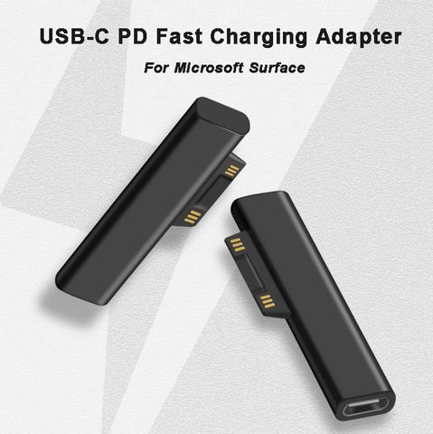 65W USB tipo C PD rápido de carga convertidor de enchufe para Microsoft Surface Pro 3, 4, 5, 6 a USB-C hembra adaptador para superficie de portátil 1 2 ► Foto 1/6