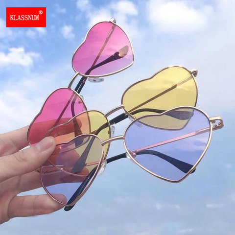 Mujer de moda en forma de corazón gafas de sol Festival lente reflectora de espejo de lujo de moda gafas de sol de marca de diseñador para mujer caliente ► Foto 1/6