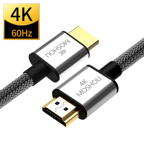 Compatible con HDMI 4K 2.0b 2,0 MOSHOU 4K @ 60Hz HDR arco Video macho a macho para Apple TV PS4 NS proyector amplificador ► Foto 1/6