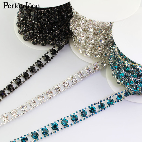 Cadena decorativa de diamantes brillantes con parte posterior plana, accesorios para ropa, 1 yarda, ML099 ► Foto 1/6