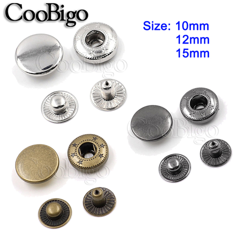 Juego de 100 tachuelas de Metal para botones de costura, cierres a presión para coser cuero, manualidades para ropa, bolsas de 10mm, 12mm y 15mm ► Foto 1/6