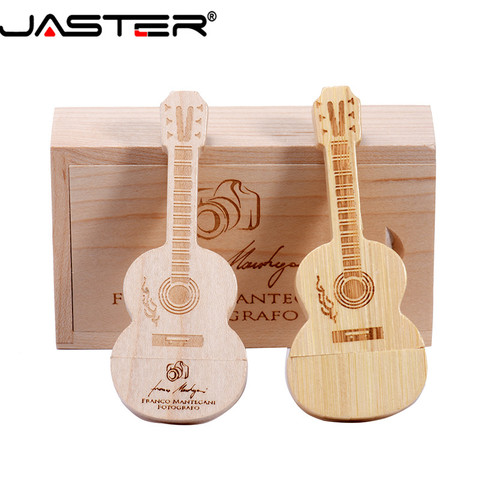 JASTER (LOGO gratis) lápiz de memoria en forma de guitarra de música de madera usb 2,0 memoria usb pendrive 4GB 16GB 32GB 64GB ► Foto 1/6