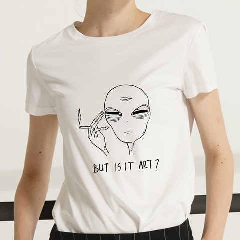 2022 nuevo verano extraterrestres graciosos camiseta para mujer impresa Harajuku sección delgada camiseta mujer moda superior kawaii camiseta ropa ► Foto 1/6