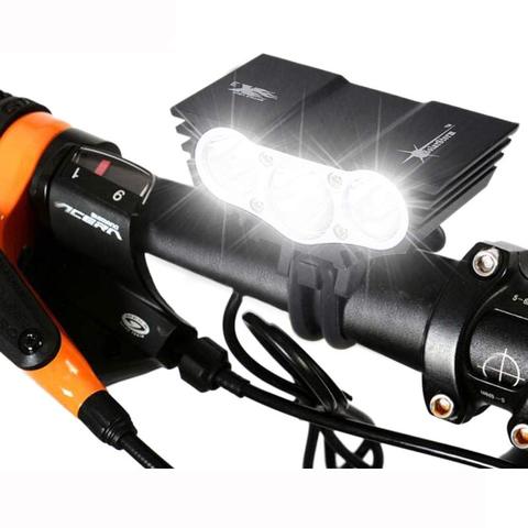 Faro delantero LED para bicicleta 3xT6, con 4 modos de alumbramiento y batería recargable con cargador, para ciclismo nocturno seguro ► Foto 1/6