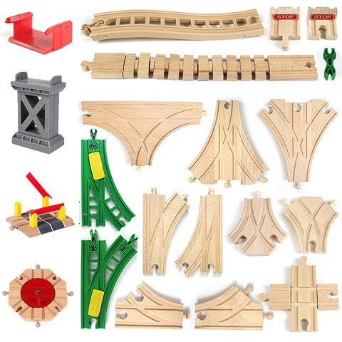 Accesorios de tren de madera para niños, juguetes de madera para niños, Compatible con bloques de juguete educativos de madera, juego de camión para montar Thoma, regalo para niños ► Foto 1/6