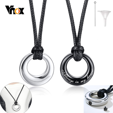 Vnox-collar de círculo de la vida hueco personalizado para hombre y mujer, tornillo de acero inoxidable, colgante de urna conmemorativo, soporte para cenizas ► Foto 1/6