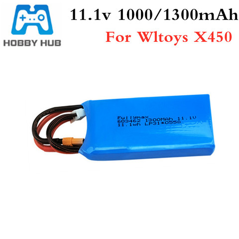 Batería Lipo 3S 11,1 v 1000mAh 1300mAh para XK X450 FPV, piezas de recambio de drones RC 11,1 v, batería Lipo recargable XT30 ► Foto 1/6