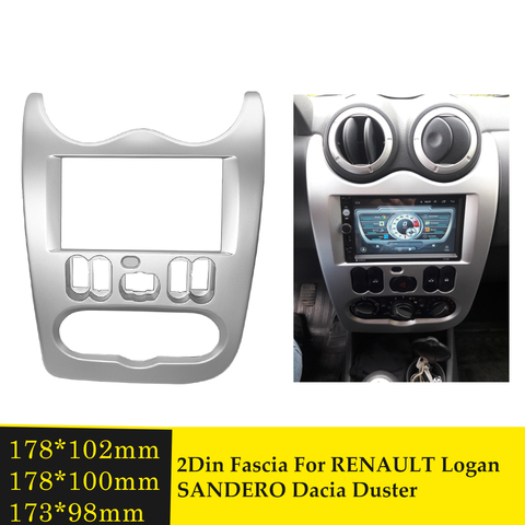 DVD estéreo Fascia para RENAULT Sandero Dacia Duster Logan 2 Din Marco de Radio de coche adaptador Panel reproductor de DVD bisel embellecedor de Marco Kits ► Foto 1/6