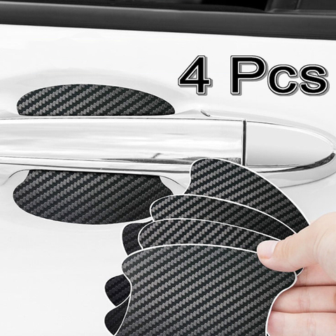 Pegatina de fibra de carbono para puerta de coche, cubierta resistente a arañazos, película de protección para manija, accesorios de estilo Exterior, 6 colores, 4 Uds. ► Foto 1/6