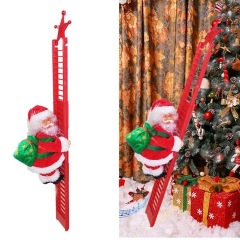 Escalera eléctrica de escalada de Papá Noel para niños, muñeco musical, decoración navideña de Navidad creativa, adornos de árbol, juguete para regalo, colgante de Navidad 2022 ► Foto 1/6