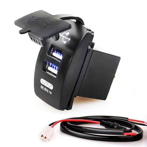 Cargador USB Dual para coche, dispositivo Universal de 12-24V, 5V, 3,1a, para motocicleta, coche eléctrico, ATV, barco ► Foto 1/6