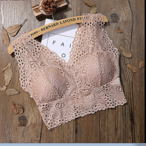 Las mujeres Sexy de encaje de ganchillo Bralette liso Bustier corto de encaje sujetador superior ropa interior sin costura tubo Tops ► Foto 1/6