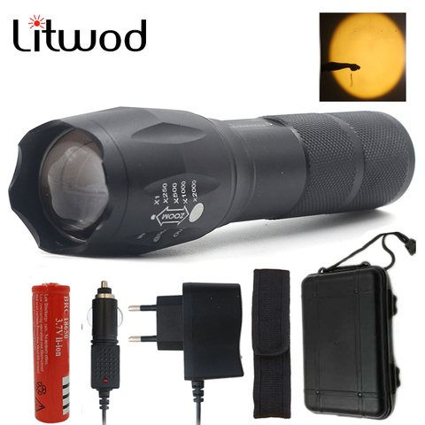 Litwod-Lámpara de luz diurna Z20 A100 XML Q5, luz Led amarilla con Zoom, portátil, Flash cálido para acampar, resistente al agua, T6 ► Foto 1/6