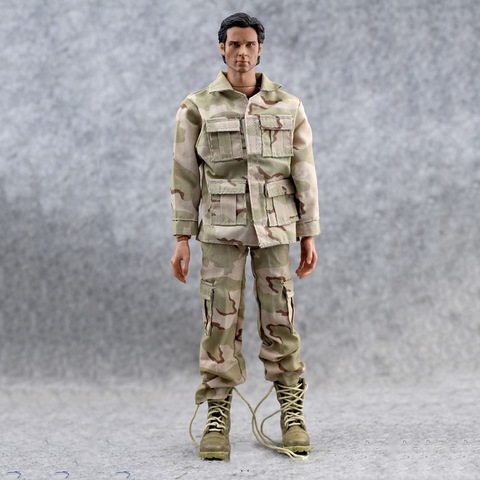 Ropa de soldados a escala 1/6 para hombres, uniforme para batalla de camuflaje militar estadounidense, modelo de águila negra, traje de batalla para figuras de acción de 12