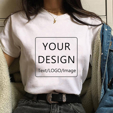 Camiseta personalizada con letras/Logotipo/gráficos para hombres y mujeres, camisetas artesanales, camiseta informal de manga corta, Tops para mujer, camisetas de tu propio diseño ► Foto 1/6