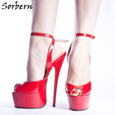 Sorbern de Sling espalda sandalias de las Mujeres 18Cm tacones abierto del dedo del pie de cuero Real zapatos de 2022 personalizado 20Cm zapatos de las señoras, correa en el tobillo ► Foto 1/6