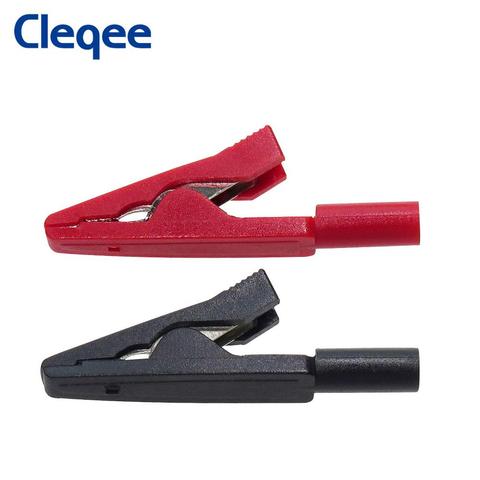 Cleqee-Clip de cocodrilo aislado P2009, Conector de 2mm, 300V/10A, para instrumento y aparatos, pinzas de comprobación, línea de puente ► Foto 1/6