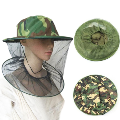 Gorros de pesca para exteriores, sombrero de apicultura de jardín, redes de camuflaje para Mosquito, gorra de red, Protector facial de malla para insectos ► Foto 1/6