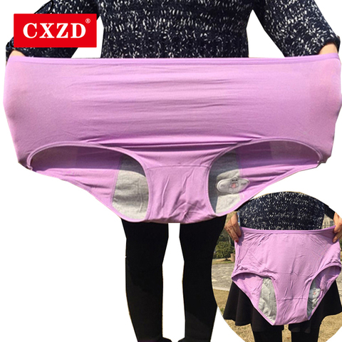 CXZD-bragas menstruales de algodón para mujer, bragas de cintura alta de 110kg, a prueba de fugas, ropa interior de talla grande 4XL ► Foto 1/6