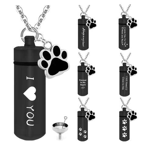 Siempre en mi mente para siempre en mi corazón mascotas collar de urna de incineración perro gato Ash joyería recuerdo conmemorativo Paw imprimir colgante con embudo de llenado Kits ► Foto 1/6