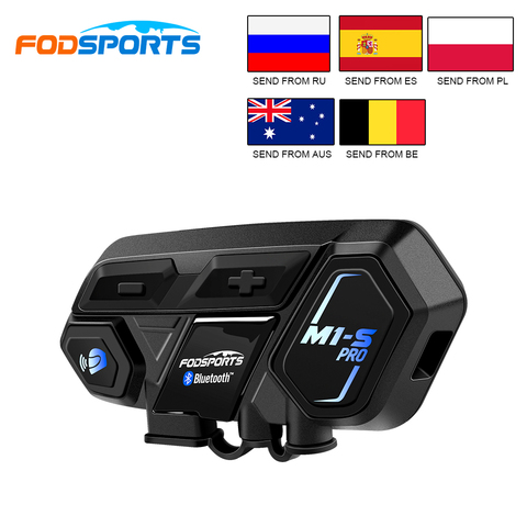 Bluetooth 4,1 M1-S motocicleta bluetooth casco intercomunicador hasta 8 riders grupo que habla motocicleta impermeable interphone ► Foto 1/6