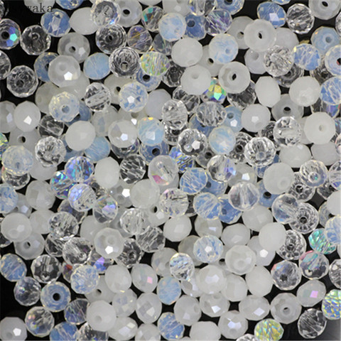 Isywaka blanco Multicolor 4*6mm 50 Uds cuentas Austria cristal cuentas de vidrio de cristal espaciador suelto ronda perlas para joyería haciendo ► Foto 1/1