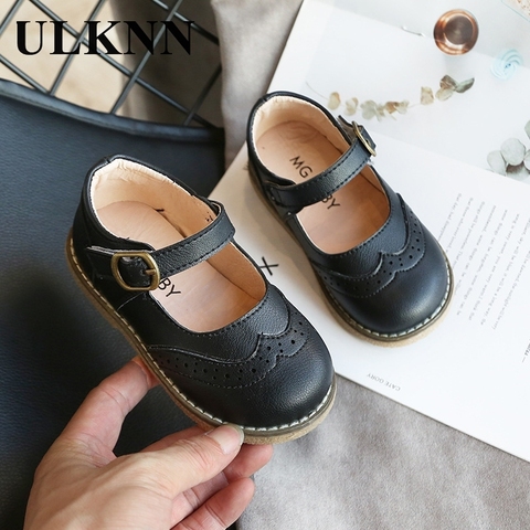 ULKNN nuevo Grils zapatos de cuero zapatos casuales niñas Otoño Invierno niños Pu mostrar blanco zapatos de los niños negro Rosa tamaño 21-30 pisos ► Foto 1/6