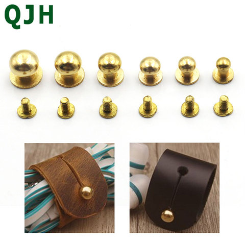 Tornillos de remache de metal para manualidades, accesorios de costura de 5mm-10mm, remache redondo para cinturón de cuero, con hebilla de clavos decorativos, 5 uds. ► Foto 1/6