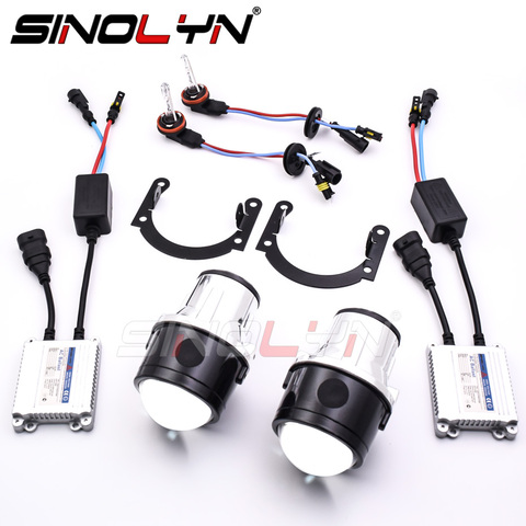 SINOLYN Universal Xenón HID Bi lente del proyector luces de niebla lentes lámpara Retrofit impermeable bricolaje Kit de H11 3000 K 5500 K 6000 K ► Foto 1/6