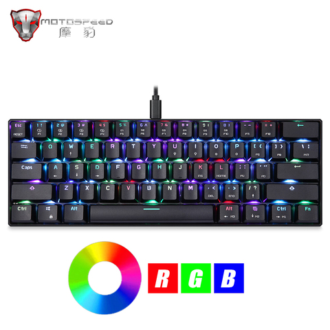 Motospeed-Teclado mecánico para videojuegos CK61, retroiluminación LED RGB con cable USB, teclado portátil de interruptores azules para ordenador ► Foto 1/6